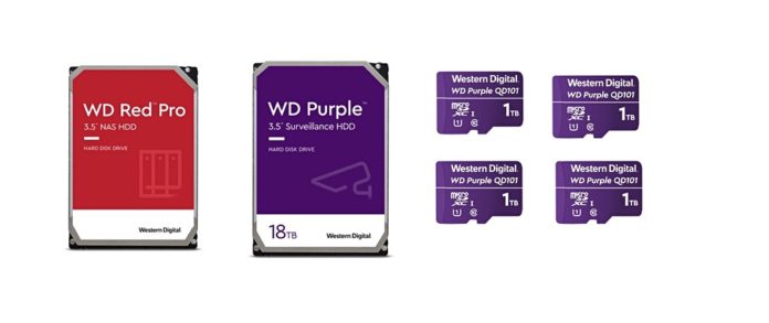 WD 18TB Purple and Red Pro HDDs and 1TB microSD card