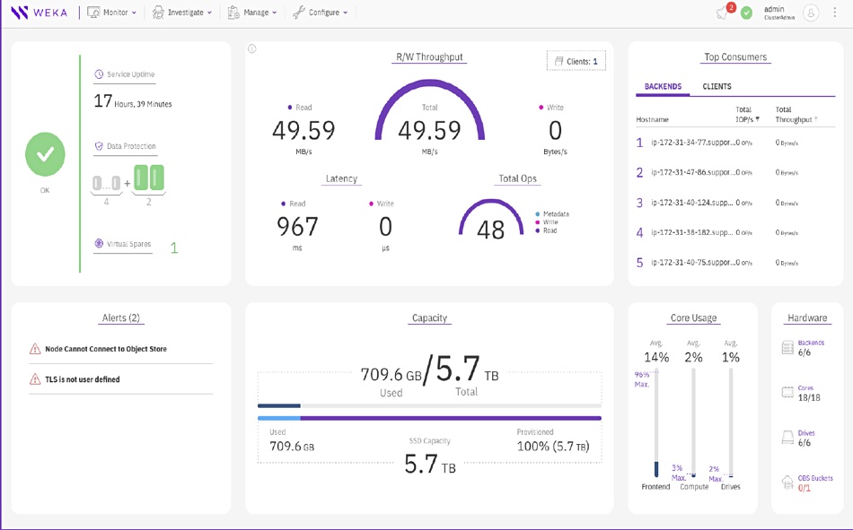New UI in WEKA v4 release