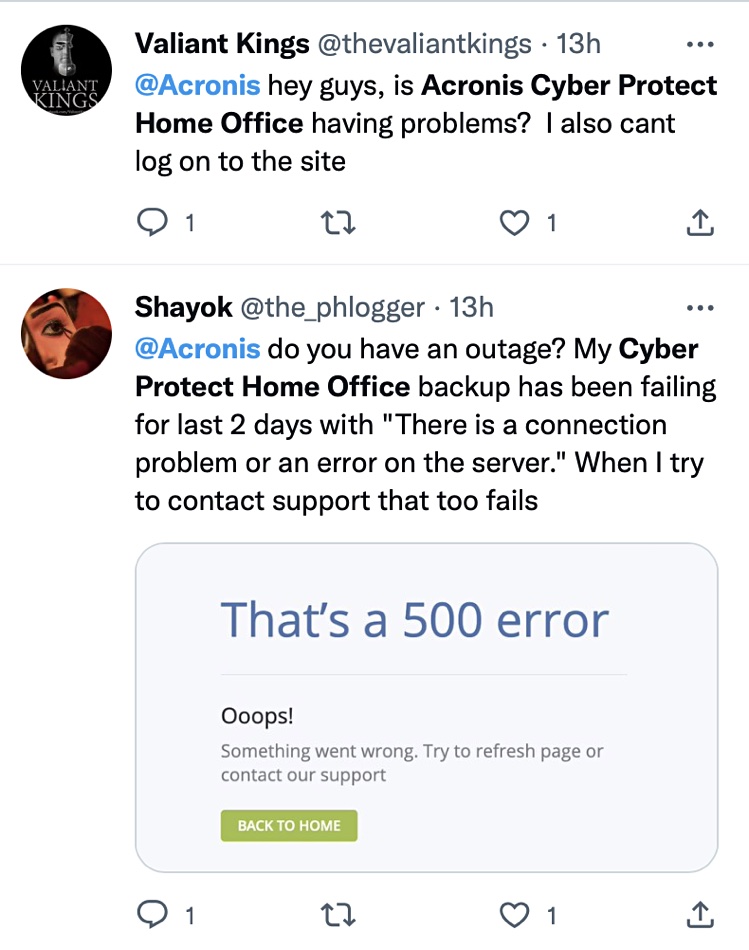 Acronis tweets