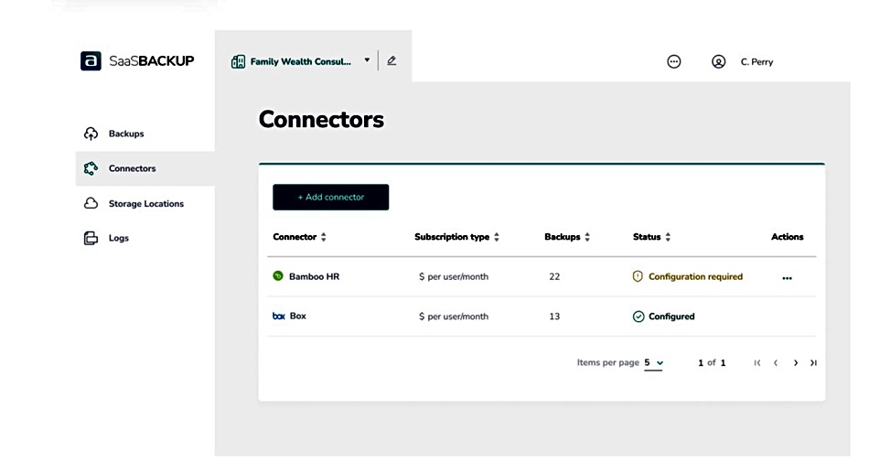 Asigra SaaSBACKUP screenshot