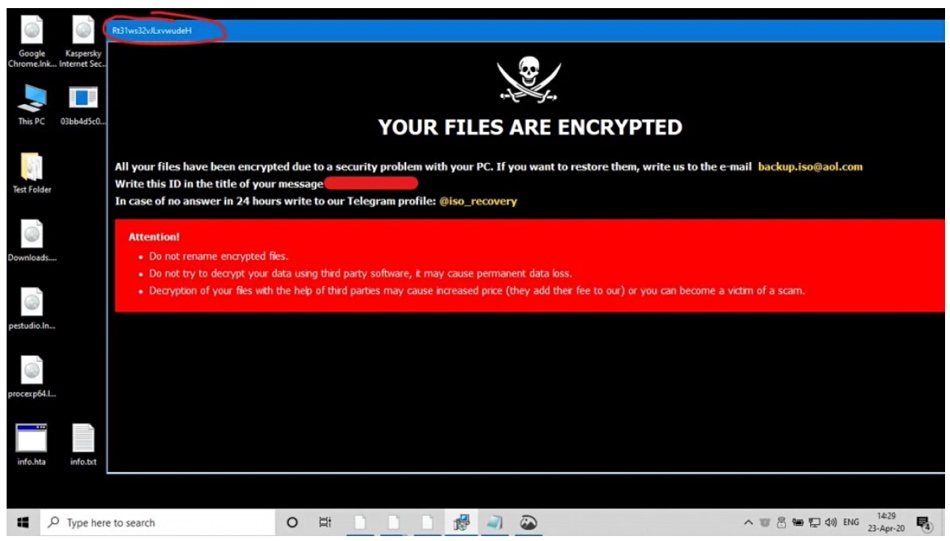 A ransomware-infected PC