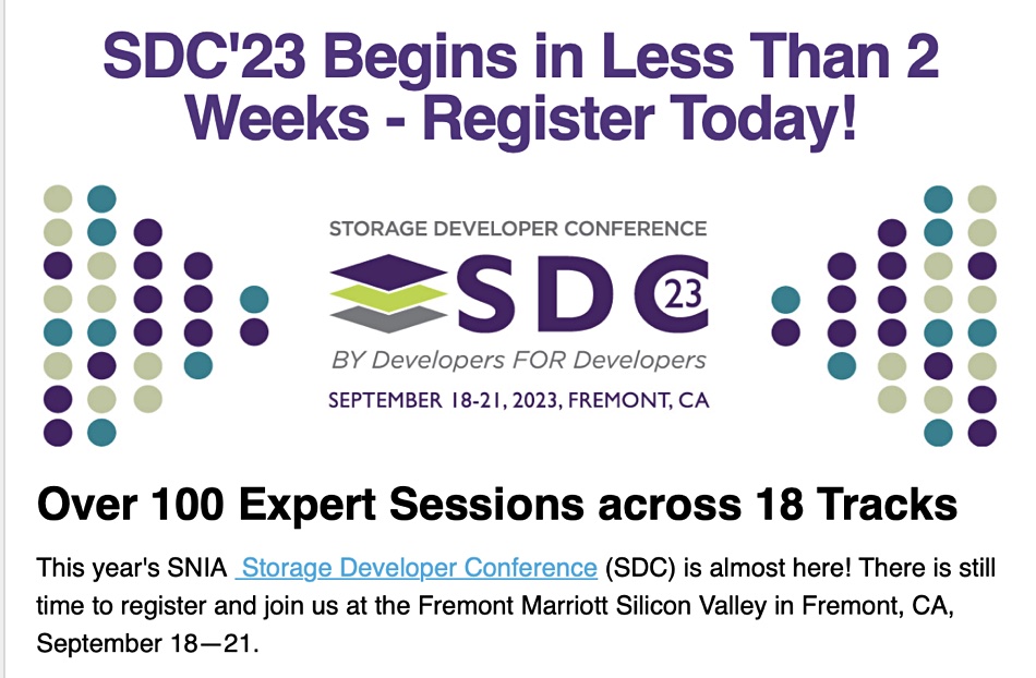 Storage Developer Conference flyer