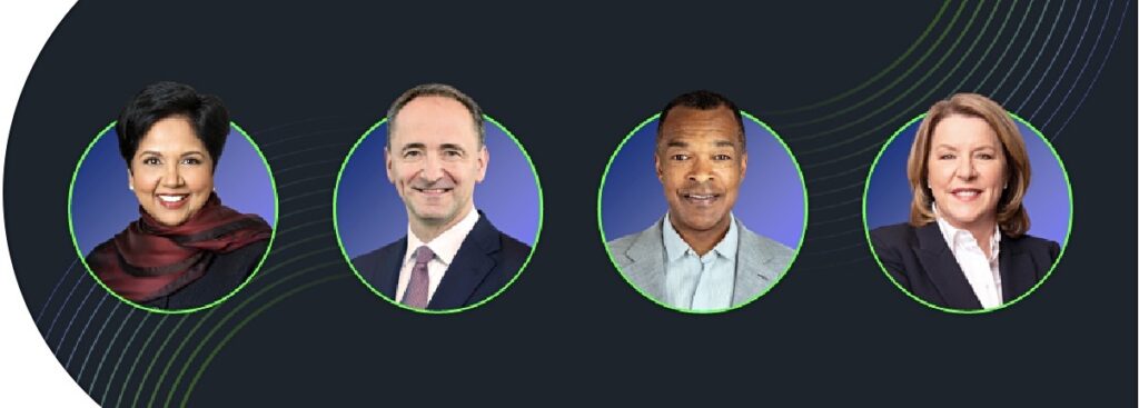 Indra Nooyi, Jim Snabe, Ken Denman and Tami Erwin of the Cohesity CEO Advisory Council
