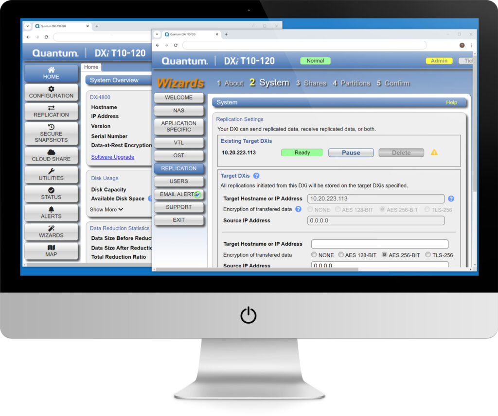 Quantum DXi T10-120 management screenshot