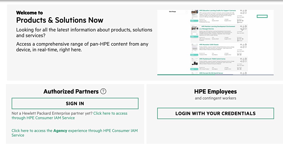 HPE QuickSpecs webpage