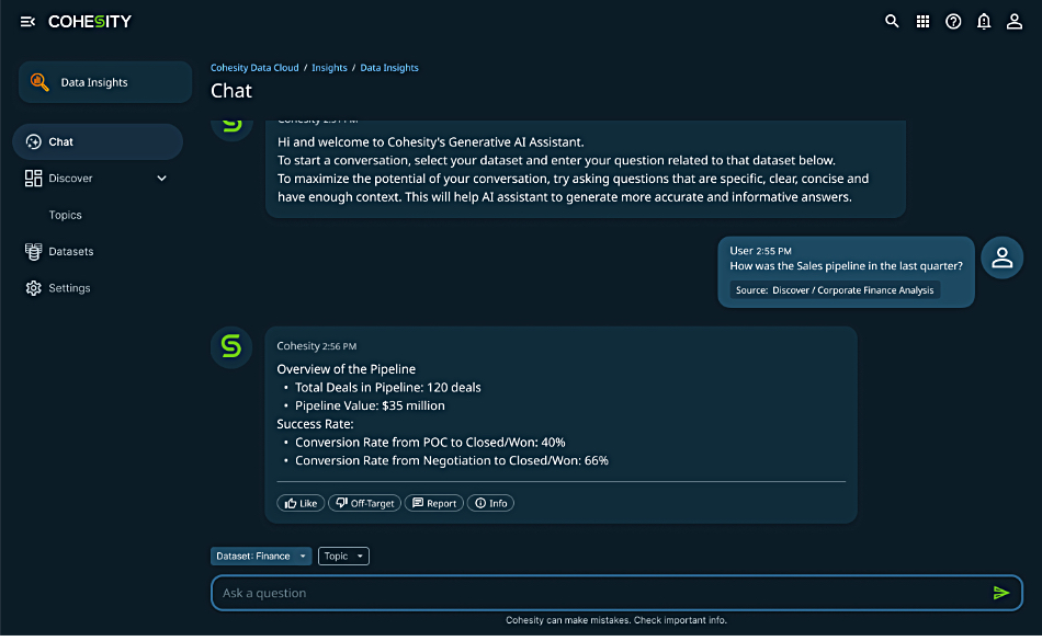 Cohesity Gaia chat example