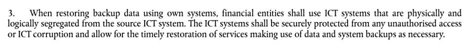 HYCU extract of DORA Article 12 section 3 requirements
